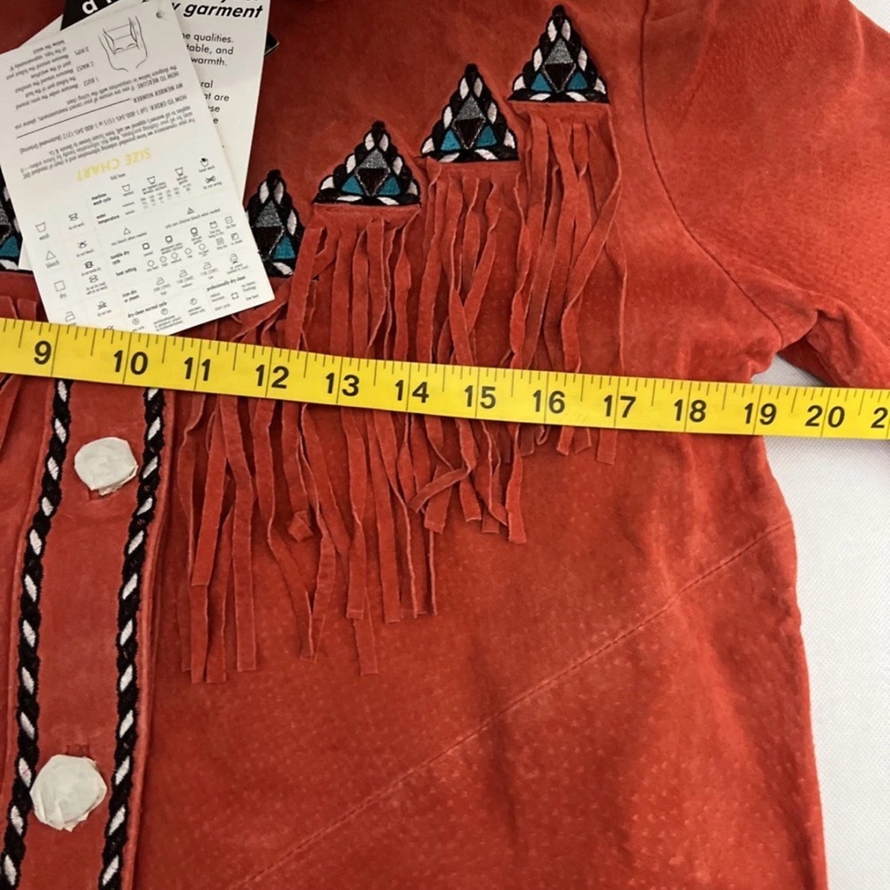 Vintage Bob Mackie XS Orange Suede Leather Fringe Western Jacket Deadstock NWT - Picture 10 of 11